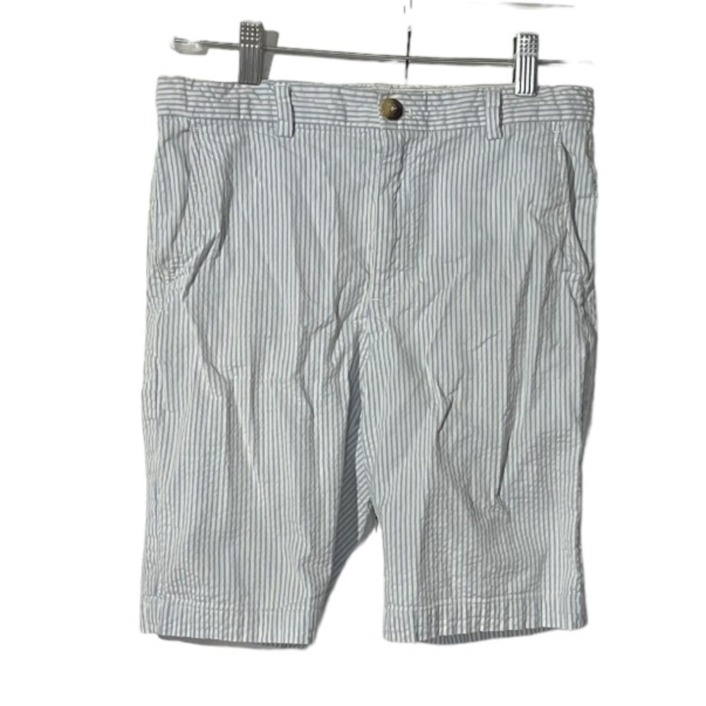 Vineyard Vines Boys Seersucker Shorts White and Blue Striped Size 14 Preppy